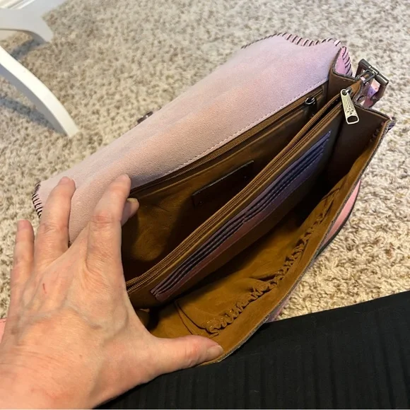 PATRICIA NASH Blush Pink Tooled Leather Crossbody Bag - Picture 7 of 16